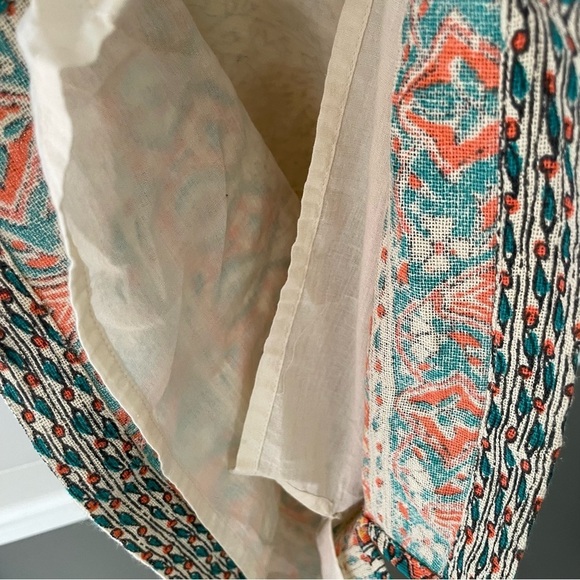 Lucky Dashiki Shift Dress V-Neck 3/4 Sleeves Embroidered Beaded Boho Sz S - Picture 8 of 11